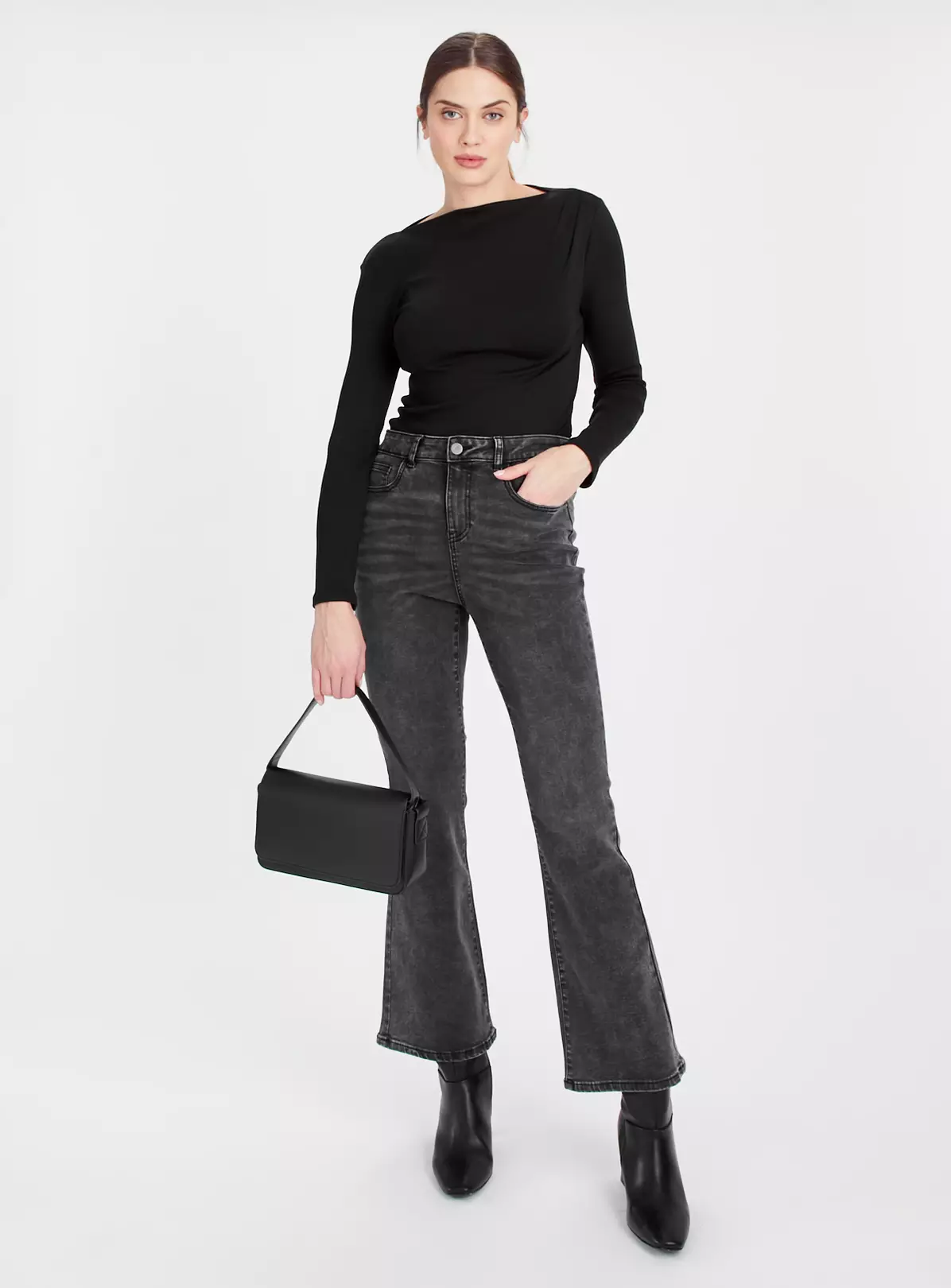 Black Ruched Slash Neck Top 20 4 Black Ruched Slash Neck Top 20 - Image 4