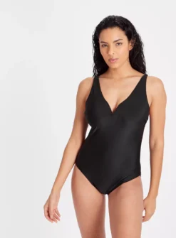 Black V-Neck Swimsuit 22 -Fit In Dress Sales tuc143452418 Black R Z001A
