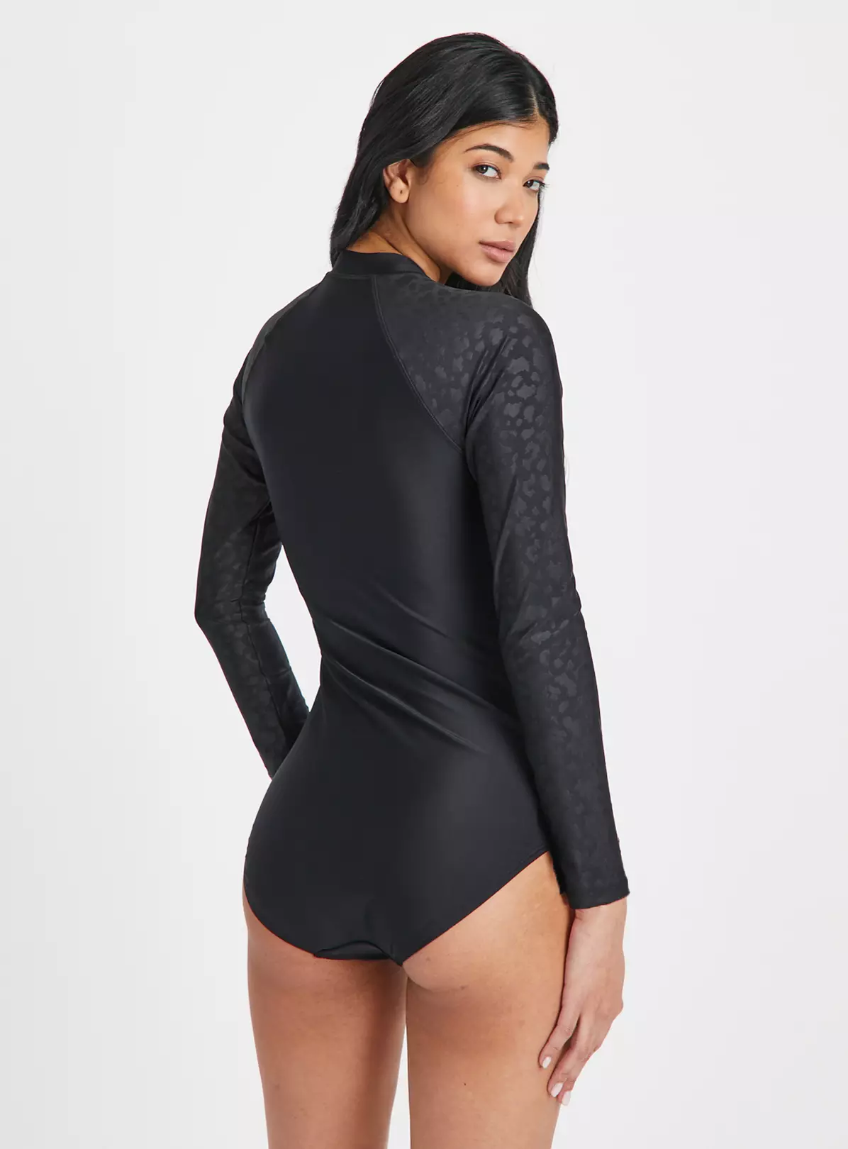 Black Zip-Through Leopard Long Sleeve Rash Suit 16 3 Black Zip-Through Leopard Long Sleeve Rash Suit 16 - Image 3