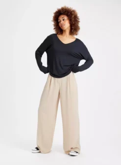 Navy V Neck Long Sleeve Top16 -Fit In Dress Sales tuc143453681 Navy R Z002A