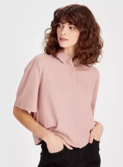 Pink Wide Ribbed Boxy Shirt 18 7 Pink Wide Ribbed Boxy Shirt 18 -Fit In Dress Sales tuc143454481 Pink R Z001A