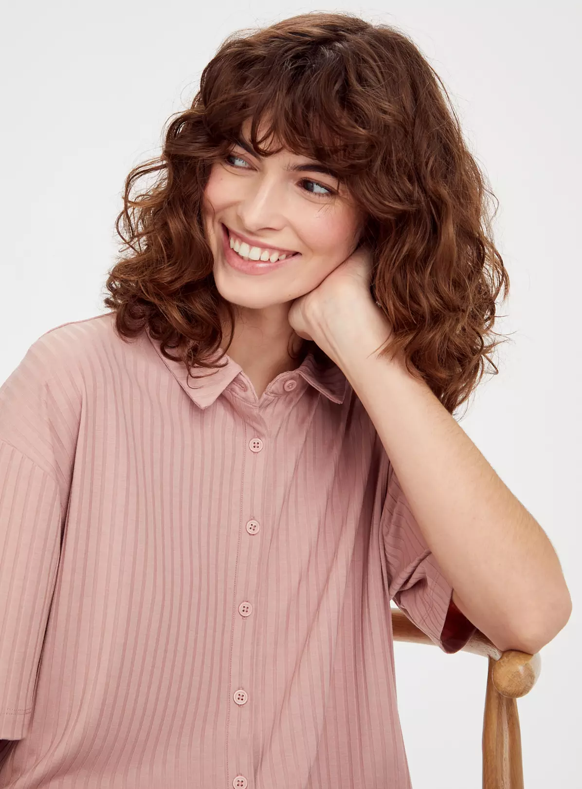 Pink Wide Ribbed Boxy Shirt 18 2 Pink Wide Ribbed Boxy Shirt 18 - Image 2