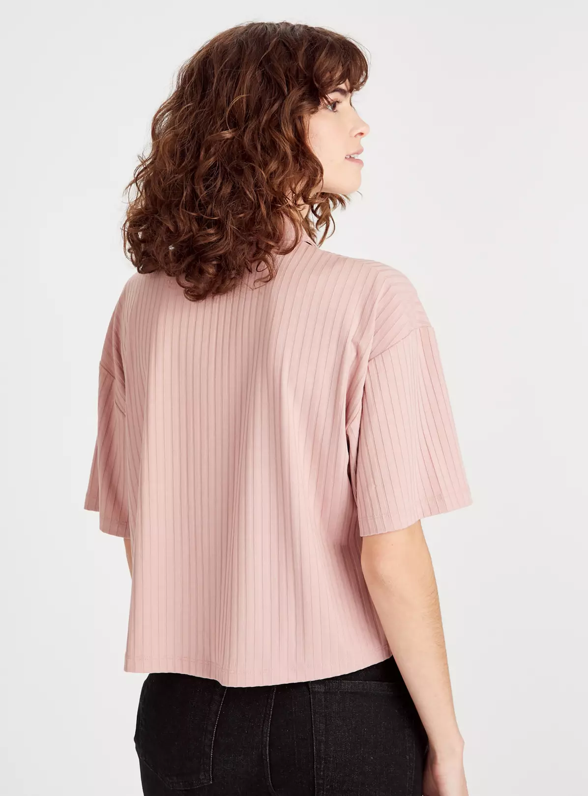 Pink Wide Ribbed Boxy Shirt 18 3 Pink Wide Ribbed Boxy Shirt 18 - Image 3