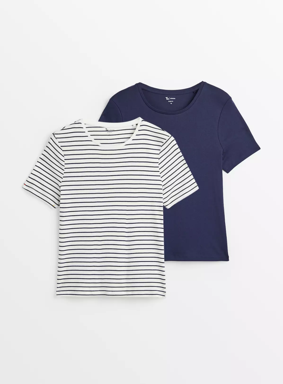 Navy & Striped Slim Fit T-Shirts 2 Pack 24 2 Navy & Striped Slim Fit T-Shirts 2 Pack 24 - Image 2