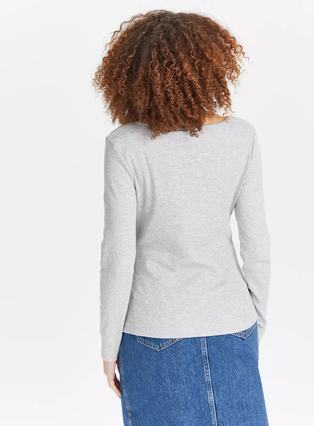 Grey Marl Long Sleeve Henley Top 20 2 Grey Marl Long Sleeve Henley Top 20 - Image 2