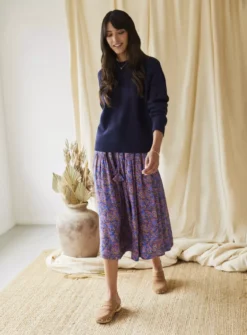 THOUGHT Fawn Lenzing Ecovero Printed Skirt 16 9 THOUGHT Fawn Lenzing Ecovero Printed Skirt 16 -Fit In Dress Sales tuc143541218 Blue R Z001A