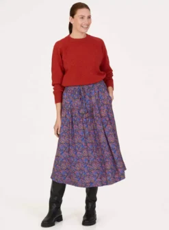 THOUGHT Fawn Lenzing Ecovero Printed Skirt 16 11 THOUGHT Fawn Lenzing Ecovero Printed Skirt 16 -Fit In Dress Sales tuc143541218 Blue R Z002A
