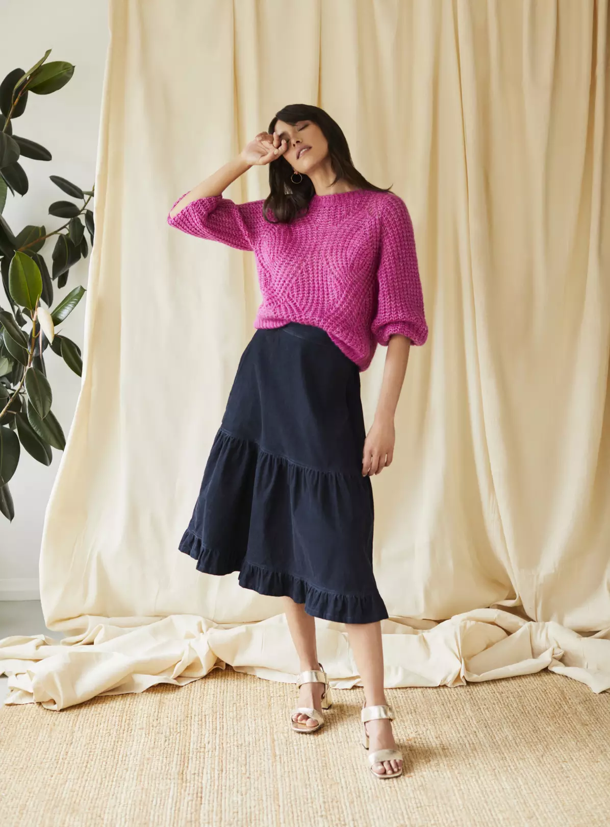 THOUGHT Milou Organic Cotton Corduroy Tiered Midi Skirt 16 2 THOUGHT Milou Organic Cotton Corduroy Tiered Midi Skirt 16 - Image 2