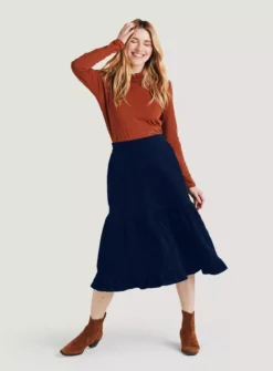 THOUGHT Milou Organic Cotton Corduroy Tiered Midi Skirt 16 11 THOUGHT Milou Organic Cotton Corduroy Tiered Midi Skirt 16 -Fit In Dress Sales tuc143541357 Navy R Z006A 1