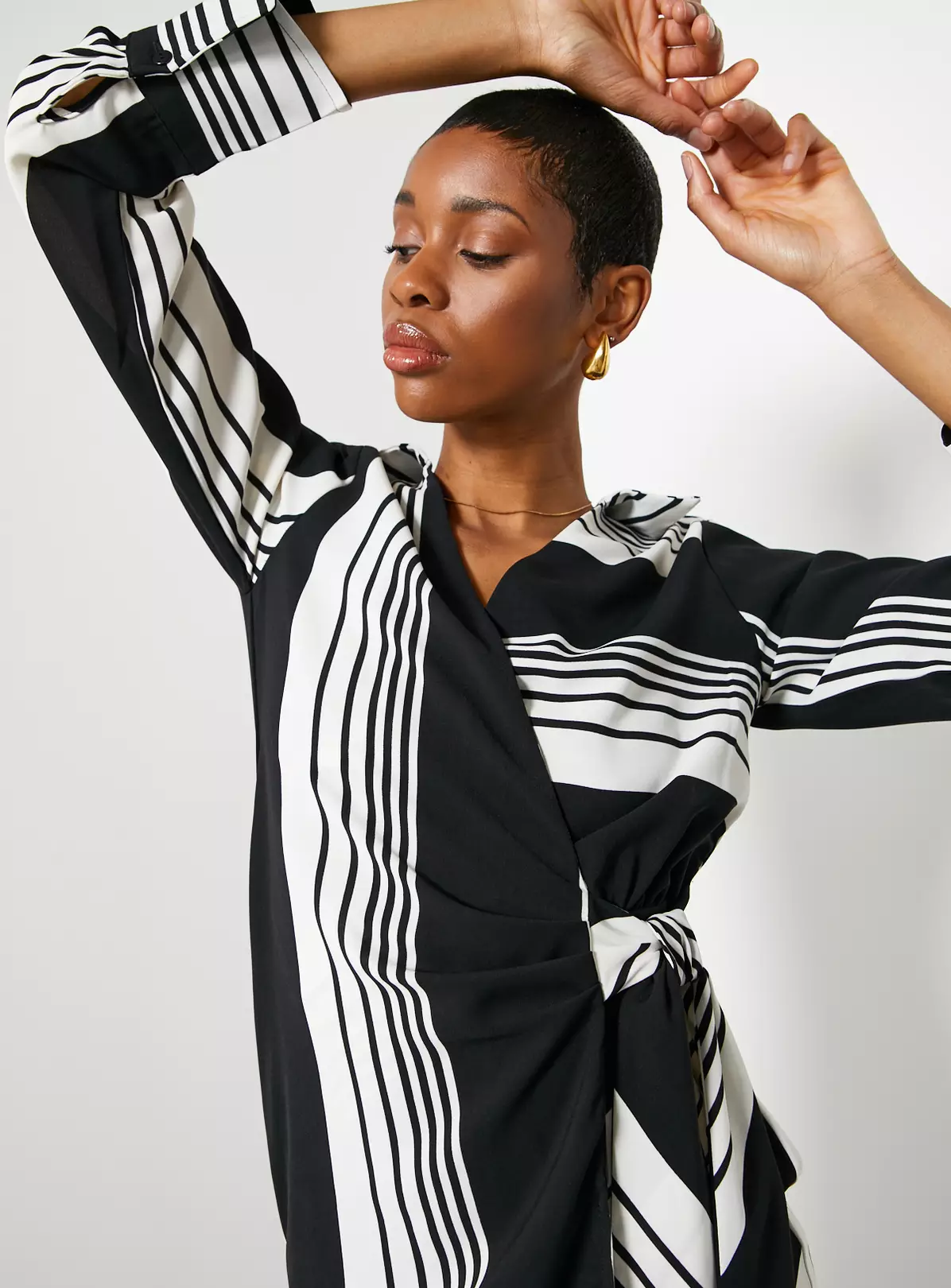 For All The Love Stripe Printed Tie Wrap Midi Dress 14 3 For All The Love Stripe Printed Tie Wrap Midi Dress 14 - Image 3