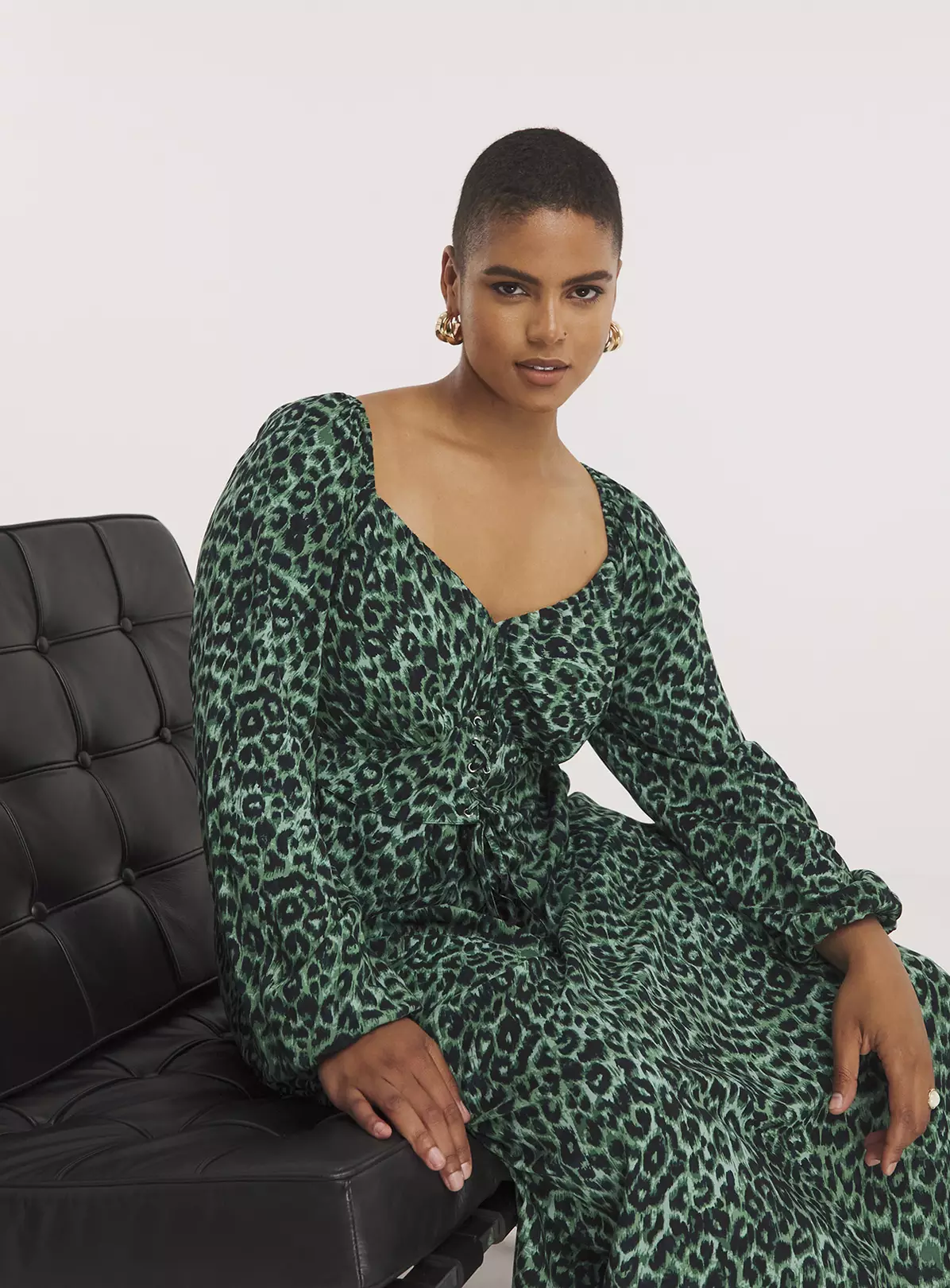 SIMPLY BE Corset Detail Green Animal Print Midi Dress 18 4 SIMPLY BE Corset Detail Green Animal Print Midi Dress 18 - Image 4