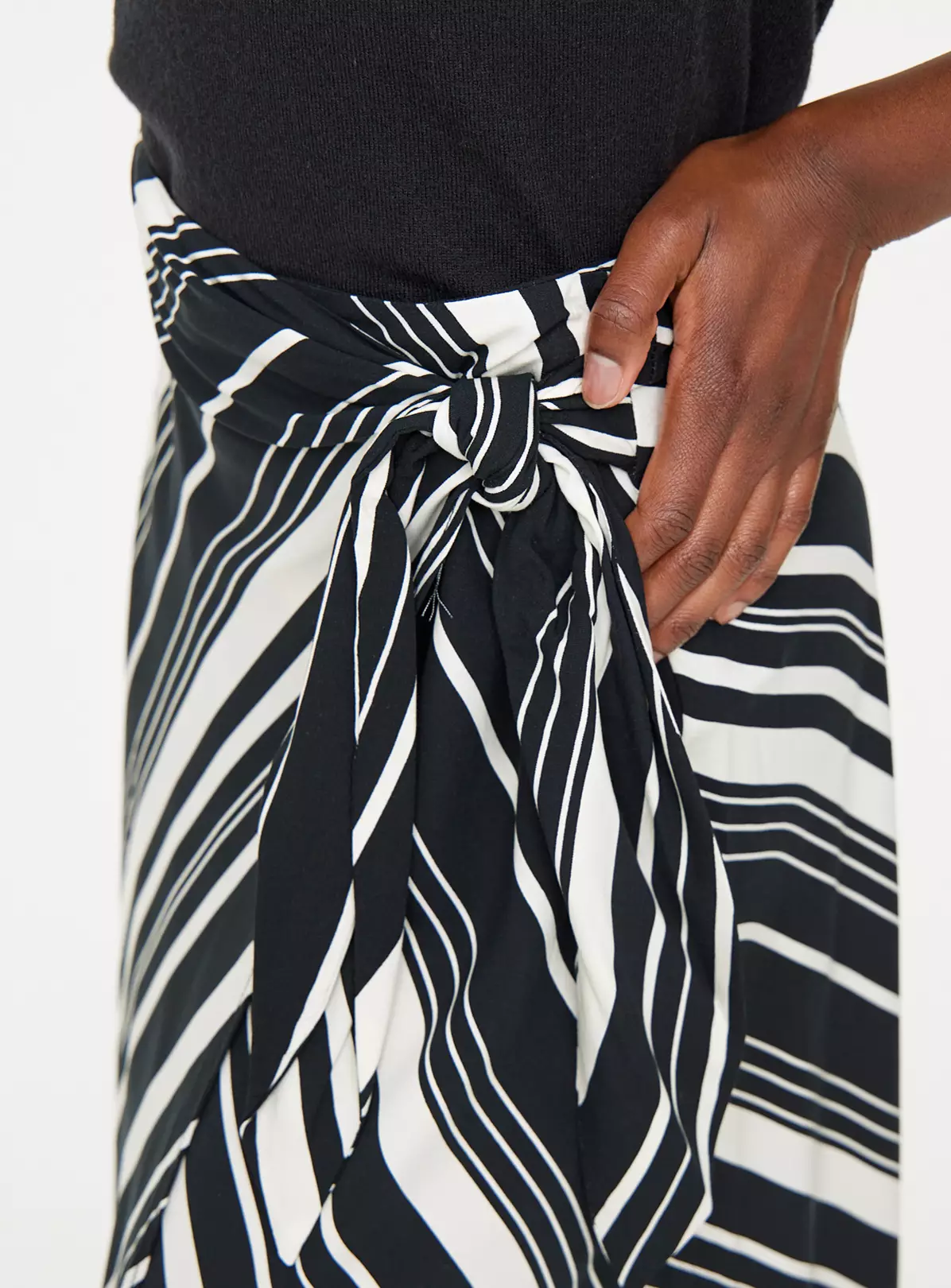 Monochrome Stripe Midaxi Wrap Skirt10 1 Monochrome Stripe Midaxi Wrap Skirt10