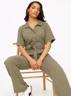 Khaki Belted Utility Jumpsuit 12