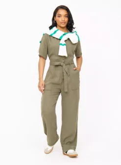 Khaki Belted Utility Jumpsuit 16 7 Khaki Belted Utility Jumpsuit 16 -Fit In Dress Sales tuc143638124 Khaki R Z002A