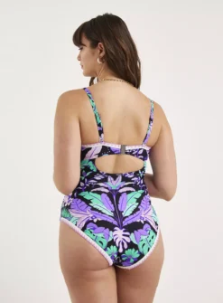 FIGLEAVES Frida Purple Floral Print Underwired Bandeau Swimsuit 40F 7 FIGLEAVES Frida Purple Floral Print Underwired Bandeau Swimsuit 40F -Fit In Dress Sales tuc143644081 Purple R Z002A