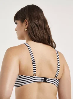 FIGLEAVES Tailor Black Stripe Underwired Non Padded Wrap Plunge Bikini Top 36DD