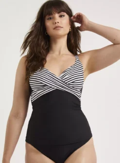 FIGLEAVES Tailor Black Stripe Underwired Twist Front Tankini Top 36C 7 FIGLEAVES Tailor Black Stripe Underwired Twist Front Tankini Top 36C -Fit In Dress Sales tuc143649229 Black R Z003A