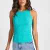 Teal Ribbed Slinky Vest Top 16