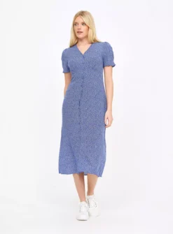 Blue Ditsy Print Midi Tea Dress 20L