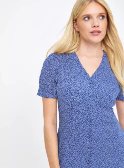 Blue Ditsy Print Midi Tea Dress 20L -Fit In Dress Sales tuc143670167 Blue R Z002A