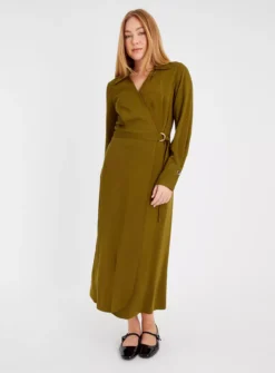 Khaki Wrap Buckle Midaxi Dress 12 -Fit In Dress Sales tuc143676761 Khaki R Z001A