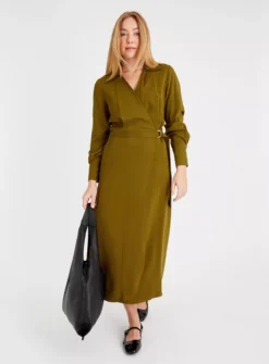Khaki Wrap Buckle Midaxi Dress 12 -Fit In Dress Sales tuc143676761 Khaki R Z002A