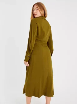 Khaki Wrap Buckle Midaxi Dress 12