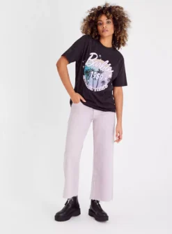 Barbie Grey Oversized Fit Graphic T-Shirt L