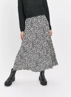 Mono Animal Print Pleated Midaxi Skirt 12