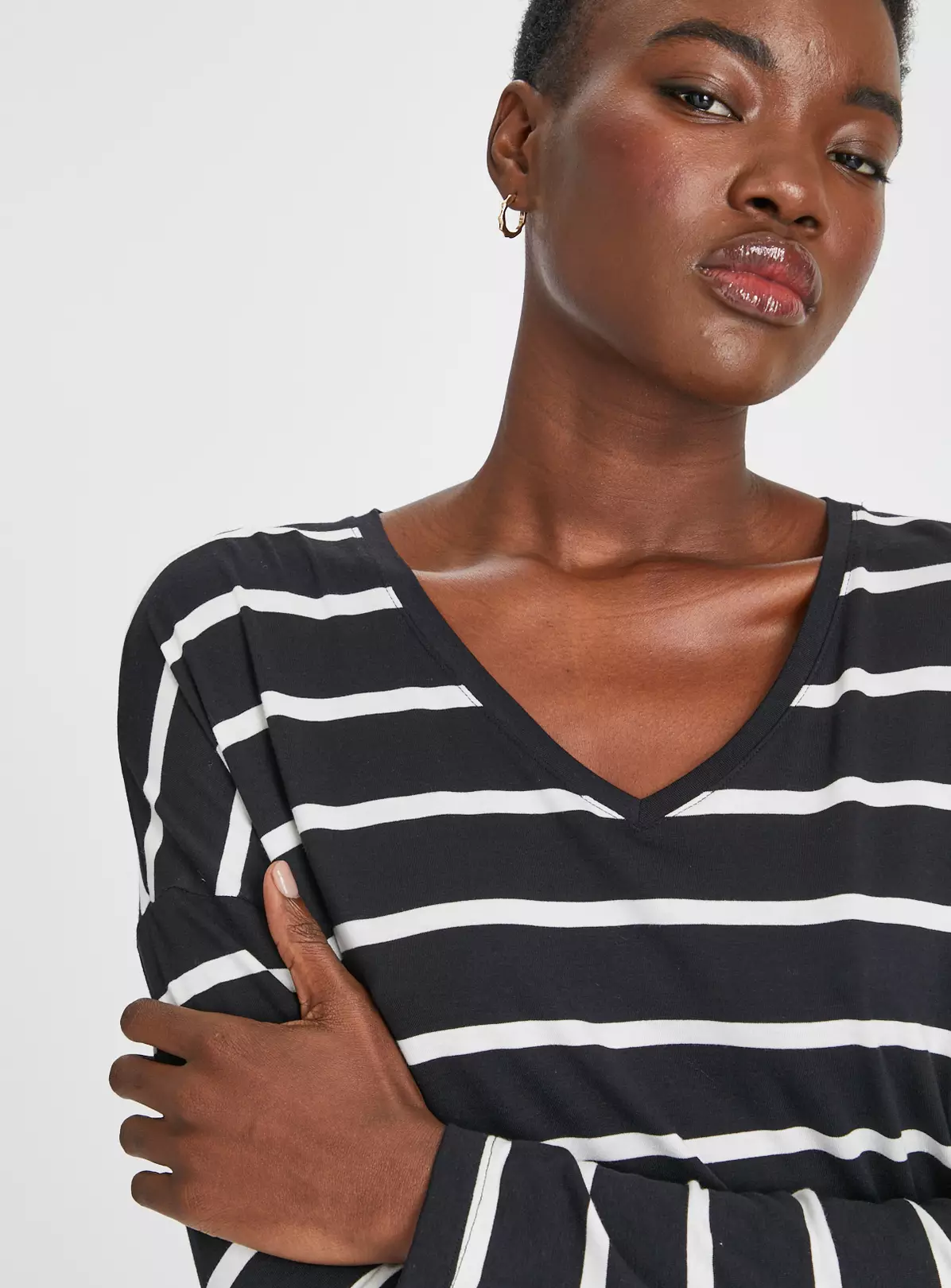 Mono Stripe V-Neck Long Sleeve Top 8 1 Mono Stripe V-Neck Long Sleeve Top 8