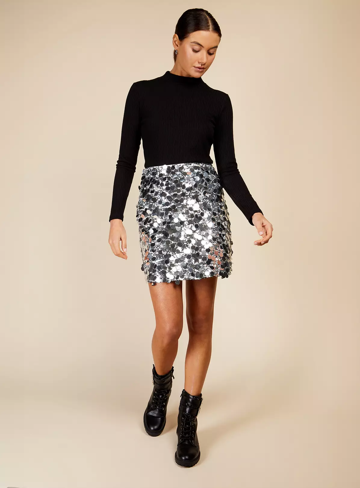 VOGUE WILLIAMS Silver Sequin Skirt 14 2 VOGUE WILLIAMS Silver Sequin Skirt 14 - Image 2