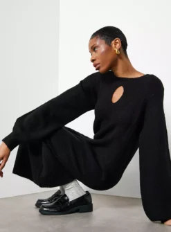 For All The Love Black Keyhole Knit Midaxi Dress 10