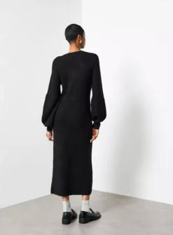 For All The Love Black Keyhole Knit Midaxi Dress 10 -Fit In Dress Sales tuc143711096 Black R Z005A