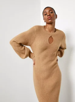 For All The Love Camel Keyhole Knit Midaxi Dress 10 -Fit In Dress Sales tuc143711205 Camel R Z002A