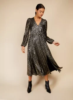 VOGUE WILLIAMS Black Foil Midaxi 10 -Fit In Dress Sales tuc143711361 Black R Z006A