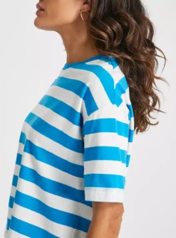 Blue Wide Stripe Boxy T-Shirt14 -Fit In Dress Sales tuc143712152 Blue R Z003A