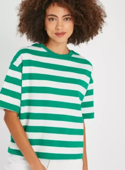 Green Wide Stripe Boxy T-Shirt26