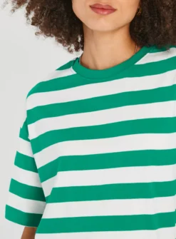 Green Wide Stripe Boxy T-Shirt26 -Fit In Dress Sales tuc143712283 Green R Z003A
