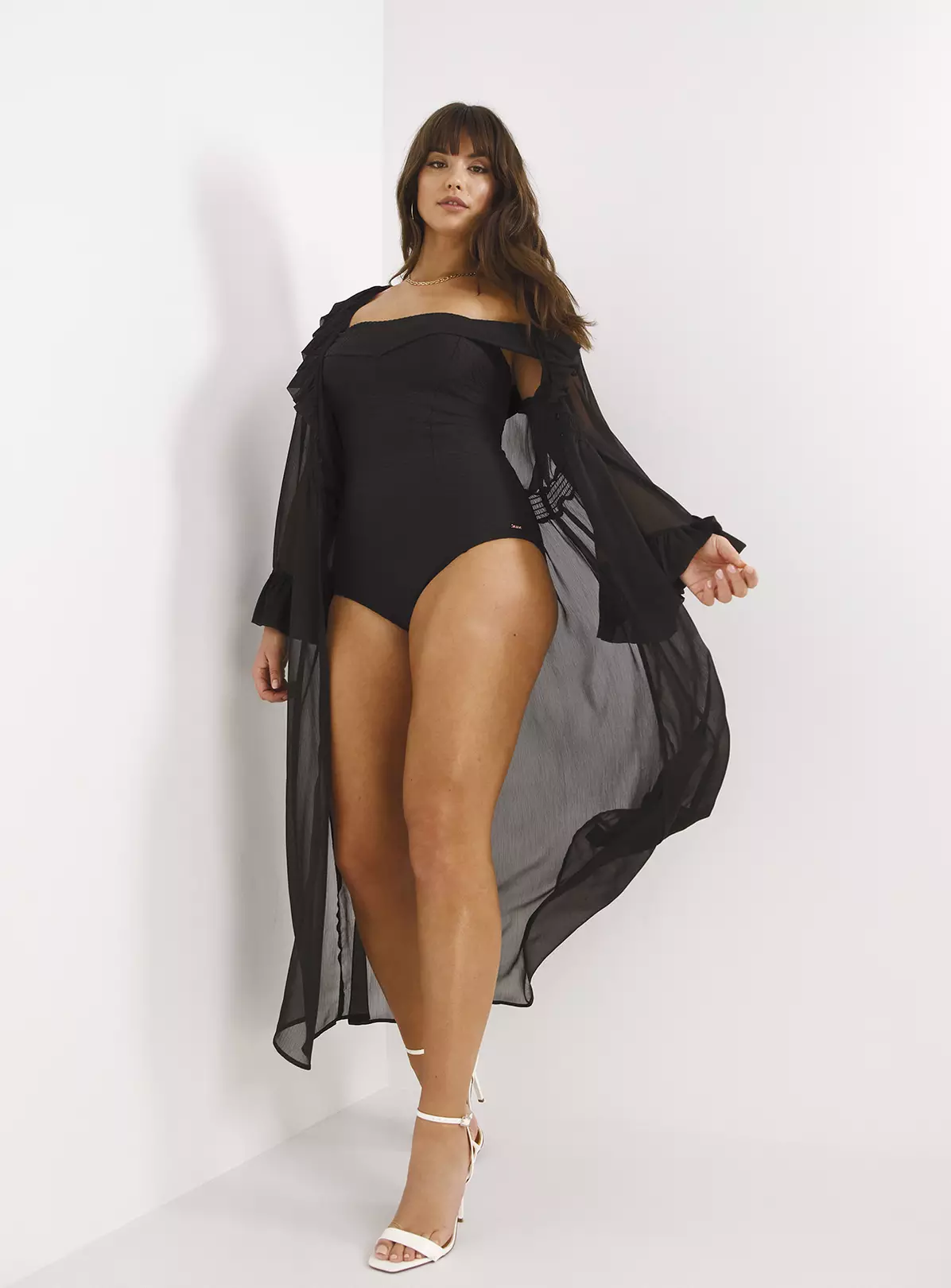 FIGLEAVESIcon Black Textured Bardot Swimsuit 20 3 FIGLEAVESIcon Black Textured Bardot Swimsuit 20 - Image 3