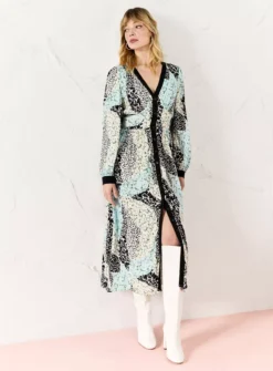 EVERBELLE Patched Print Long Sleeve Button-Through Midi Dress 16 -Fit In Dress Sales tuc143731311 Multi20Coloured R Z001A