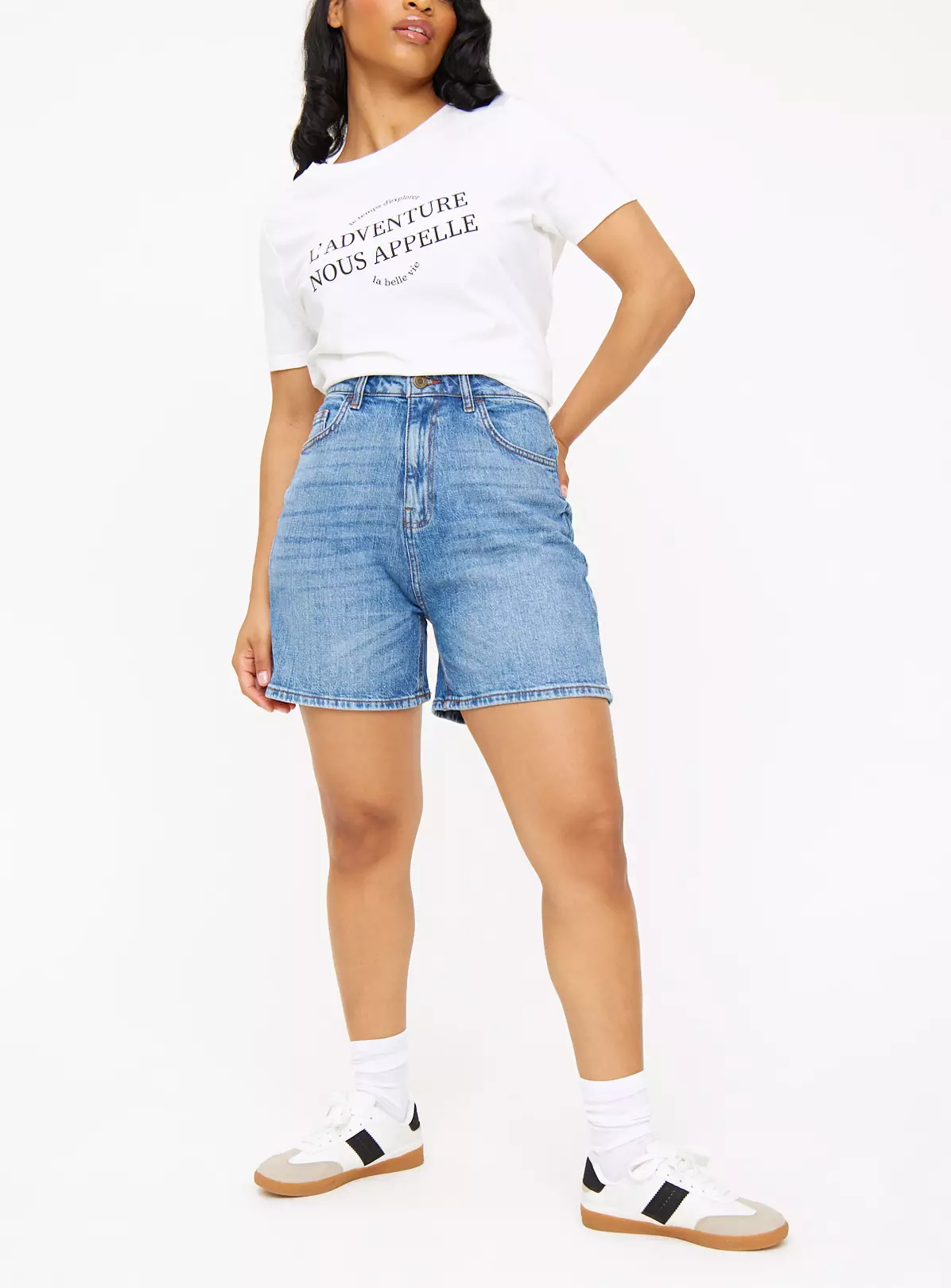 Mid Wash Denim Mom Shorts 12 1 Mid Wash Denim Mom Shorts 12