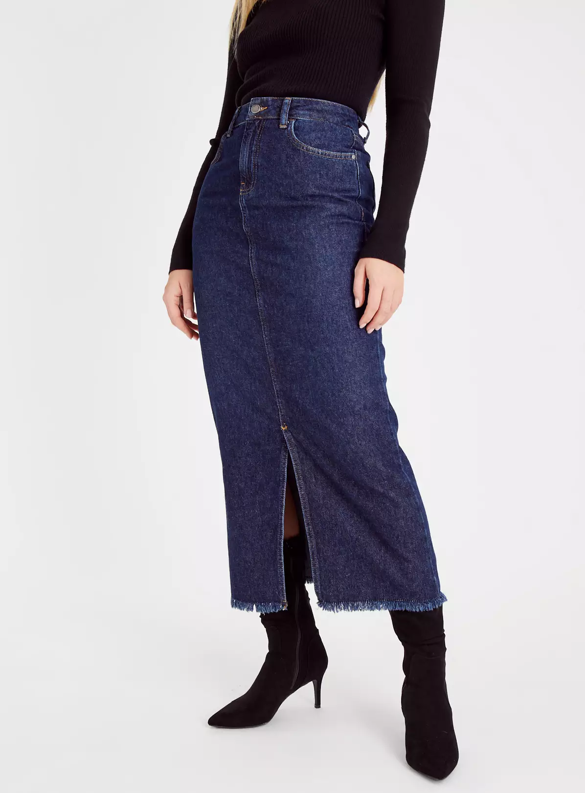 Dark Denim Maxi Split Skirt 10 4 Dark Denim Maxi Split Skirt 10 - Image 4