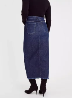 Dark Denim Maxi Split Skirt 10