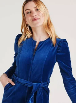 THOUGHT Aubrie Organic Cotton Velvet Jumpsuit 18 6 THOUGHT Aubrie Organic Cotton Velvet Jumpsuit 18 -Fit In Dress Sales tuc143770264 Dark20Blue R Z003A 1