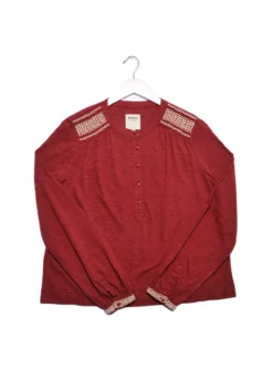 BURGS Tresmeer Shirred Long Sleeve Top 12 -Fit In Dress Sales tuc143798005 Dark20Red R Z005A 1