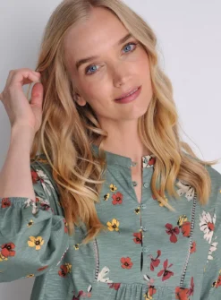 BURGS Penpethy Jersey Top With Ladder Trim 14 -Fit In Dress Sales tuc143798523 Green R Z003A