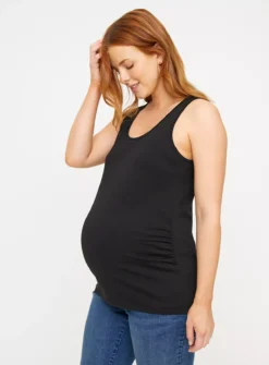 MATERNITY Plain Sleeveless Vest Top 2 Pack 22 -Fit In Dress Sales tuc143837713 Black20White R Z002A