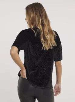 SIMPLY BE Black Multi Glitter Velour Choker Boxy Tee 16 -Fit In Dress Sales tuc143842900 Black R Z002A
