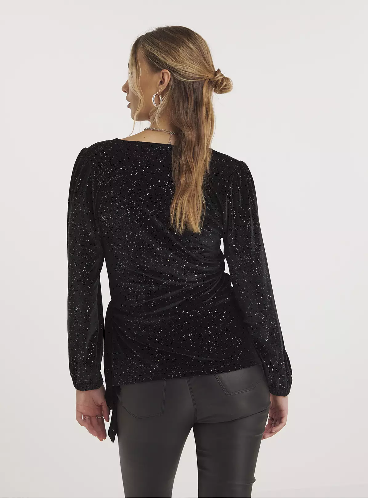 SIMPLY BE Black Multi Glitter Velour Wrap Top 10 1 SIMPLY BE Black Multi Glitter Velour Wrap Top 10