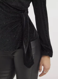 SIMPLY BE Black Multi Glitter Velour Wrap Top 10 7 SIMPLY BE Black Multi Glitter Velour Wrap Top 10 -Fit In Dress Sales tuc143843275 Black R Z003A